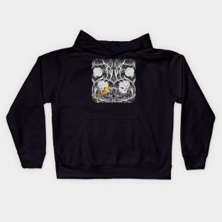 William Morris floral pattern with Tiger Achromatic Kids Hoodie